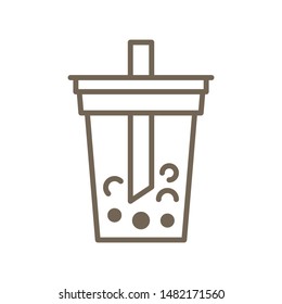 Bubble tea or Pearl milk tea line vector icon