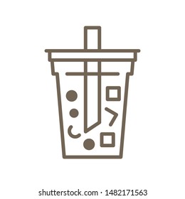 Bubble tea or Pearl milk tea line vector icon