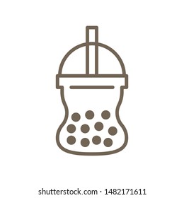 Bubble tea or Pearl milk tea line vector icon