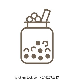 Bubble tea or Pearl milk tea line vector icon