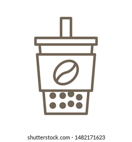 Bubble tea or Pearl milk tea line vector icon