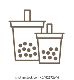 Bubble tea or Pearl milk tea line vector icon