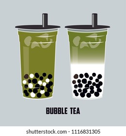 The bubble tea, Pearl milk tea, mix black and white pearls is Taiwanese famous and popular drink vector .