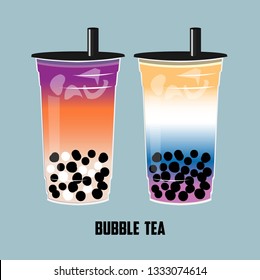 The Bubble Tea, Pearl milk tea, mix blue butterfly milk tea. Mix drinks Bubble Tea is Taiwanese famous and popular.