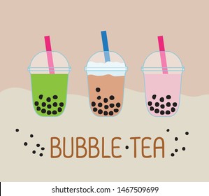The Bubble Tea, Pearl milk tea and popular drink vector, illustration 