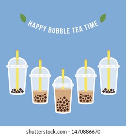 Bubble tea or Pearl milk tea poster, vector illustration