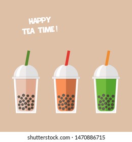 Bubble tea or Pearl milk tea vector illustration
