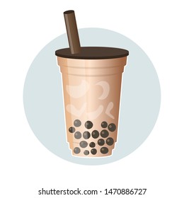 Bubble Tea Or Pearl Milk Tea Vector Illustration