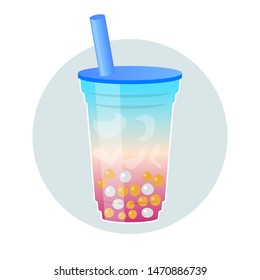 Bubble tea or Pearl milk tea vector illustration