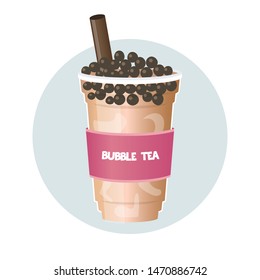 Bubble tea or Pearl milk tea vector illustration