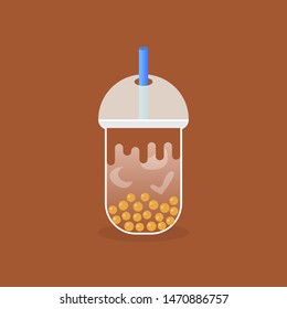 Bubble tea or Pearl milk tea vector illustration