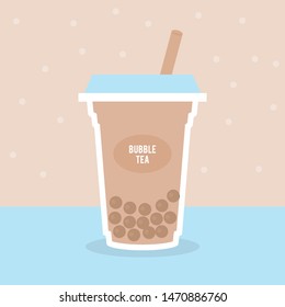 Bubble tea or Pearl milk tea vector illustration