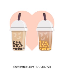 Bubble tea or Pearl milk tea vector illustration