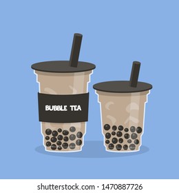 Bubble tea or Pearl milk tea vector illustration