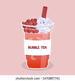 Bubble tea or Pearl milk tea vector illustration