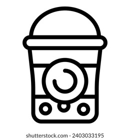 Bubble tea plastic cup icon outline vector. Teahouse chilled beverage. Effervescent balls beverage