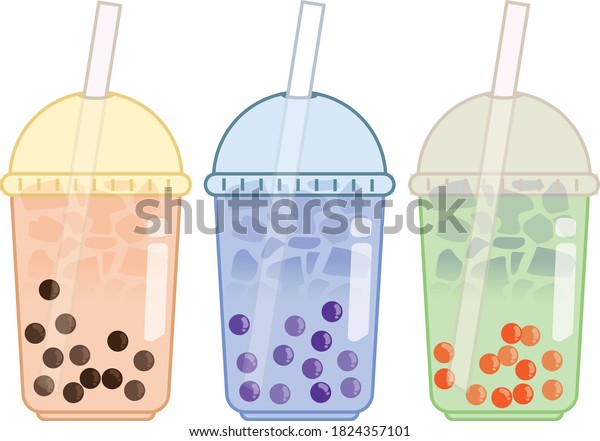 Bubble Tea Popular Drinks Teenagers Admire Stock Vector (Royalty Free ...