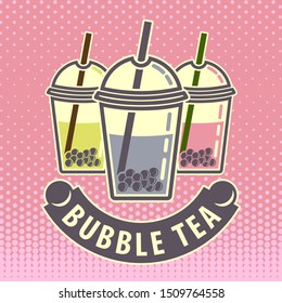Bubble tea poster, banner design template. Flat design. Vector illustration