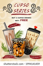 Bubble tea poster. Restaurant cafe menu, template design. Food flyer. Flyer template restaurant poster. 