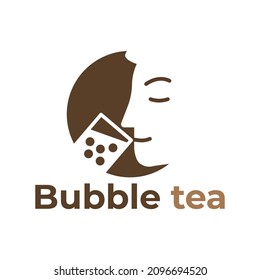 Bubble tea related vector logo template design.