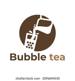 Bubble tea related vector logo template design.