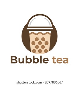 Bubble tea related vector logo template design.