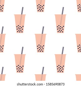 bubble tea seamless pattern, vector illustration