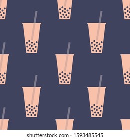 bubble tea seamless pattern, vector illustration