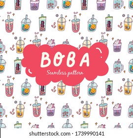 Bubble tea seamless pattern vector illustration