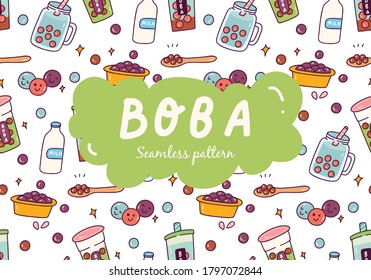 Bubble tea seamless pattern vector illustration