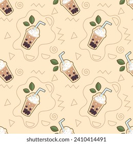 bubble tea seamless pattern vector illustration