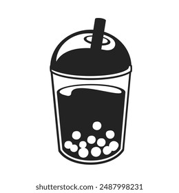 Bubble tea silhouette design on white background