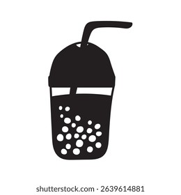 Bubble tea. Silhouette. Vector hand drawn illustration on white background.