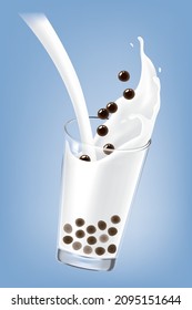 
Bubble tea splash in a glass