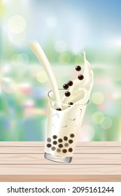 Bubble tea splash in a glass