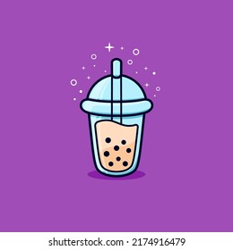 bubble tea with springkle logo cartoon