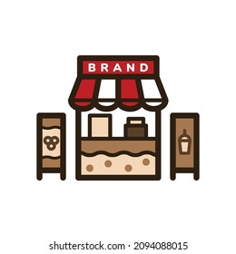 Bubble tea store, Vector, Icon, Illustration.