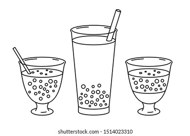 bubble tea tapioca cold drink. Asian beverage, Pearl brown sugar milk tea,  isolated vector illustration