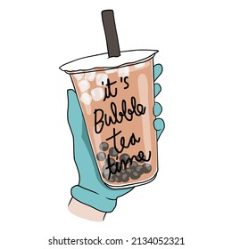 It's bubble tea time vector illustration