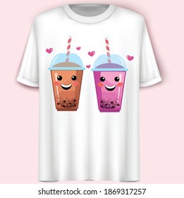 Bubble Tea Vector Art.T-Shirt Design.Cartoon Illustration.