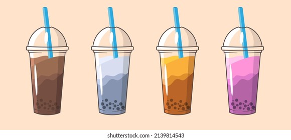 bubble tea vector colorful collection