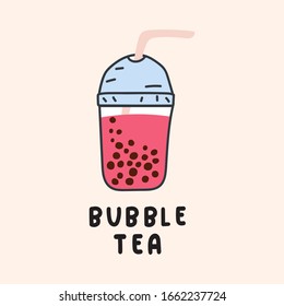 Bubble tea. Vector hand drawn illustration on white background.