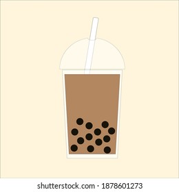Bubble tea vector illustration. Boba milk tea, Tapioca pearls milk tea. 