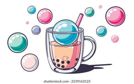 Bubble tea. Vector isolated illustration.