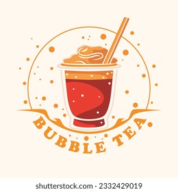 Bubble tea vector logo design. Tasty drink cafe logo template.