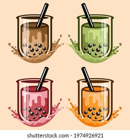 bubble tea vector logo illustration