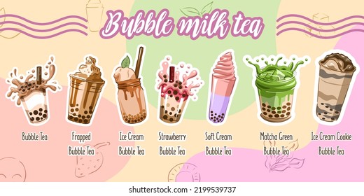 Bubble tea vector set collection graphic clipart design