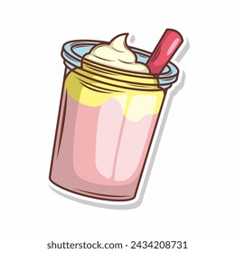 Bubble tea vector  sticker cartoon. hand draw illustration art

