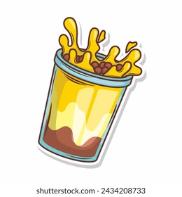 Bubble tea vector  sticker cartoon. hand draw illustration art

