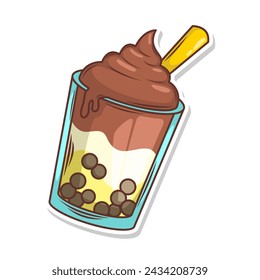 Bubble tea vector  sticker cartoon. hand draw illustration art

